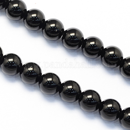 Brins de perles rondes en pierre d'onyx noir naturel X-G-S119-6mm-1