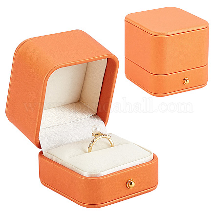 Caja de anillos de cuero hecha a mano para ceremonia de boda. CON-WH0088-36-1