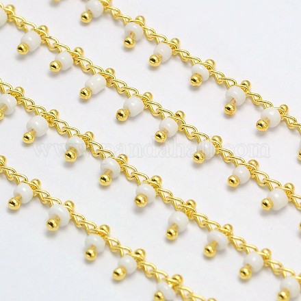 Brass Glass Handmade Beaded Chains CHC-I006-01G-NF-1
