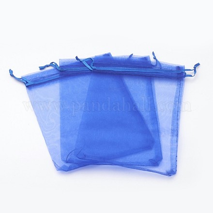 オーガンジーバッグ巾着袋  長方形  ダークブルー  18x13cm OP-S001-13x18cm-10-1