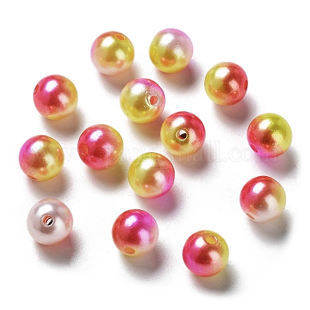 Perles en plastique imitation perles arc-en-abs OACR-Q174-3mm-17-1