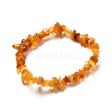 Bracelet extensible en perles d'ambre naturel pour enfant BJEW-JB06819-01-1