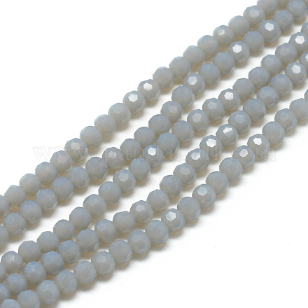 Chapelets de perles en verre opaques solides GLAA-R166-4mm-02B-1