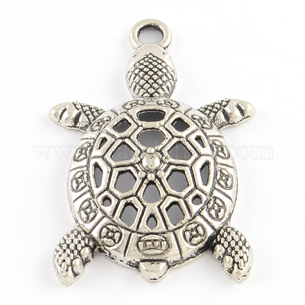 Tortoise Tibetan Style Alloy Pendants TIBEP-Q052-16AS-FF-1