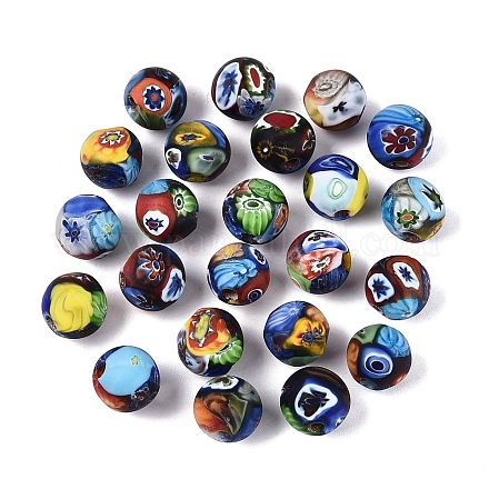 Handgemachte Millefiori Glas runde Perlen LA-N001-01B-13MM-1