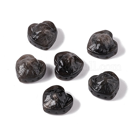 Perles d'obsidienne en argent naturel G-G859-12-1