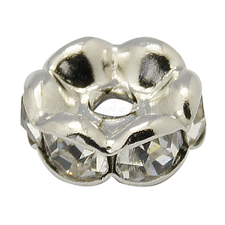 Abalorios de latón Diamante de imitación espaciador X-RB-A014-L8mm-01P-NF-1