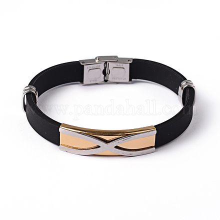 X Shape 304 Stainless Steel Cord Bracelets BJEW-K094-01-1