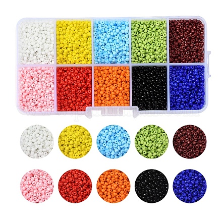 8000Pcs 10 Colors 12/0 Glass Seed Beads SEED-YW0001-33A-1