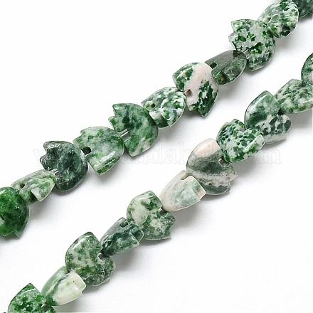 Natural Green Spot Gemstone Beads Strands G-T013-03-1
