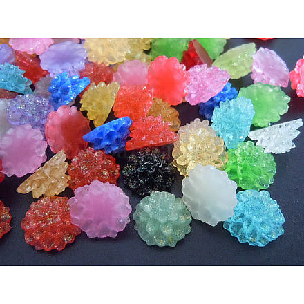 Mixed Dahlia Flower Resin Cabochons X-CRES-A758-M-1