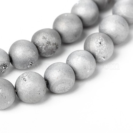 Electroplate agata naturale rotonde fili di perle G-M171-12mm-01-1