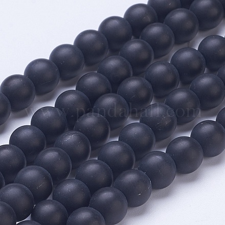 Frosted Glass Beads Strands G-D855-03-8mm-1