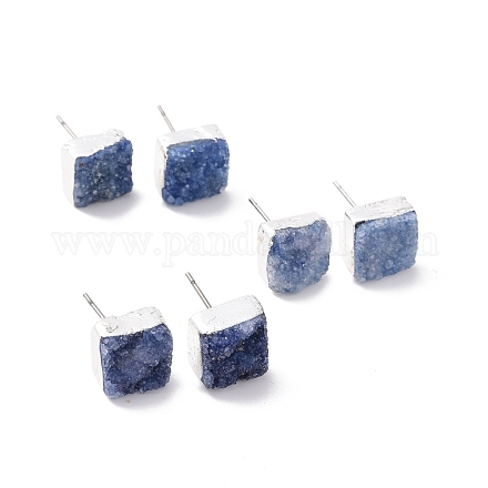 Natural Dyed Druzy Quartz Stud Earrings EJEW-P166-A02-1