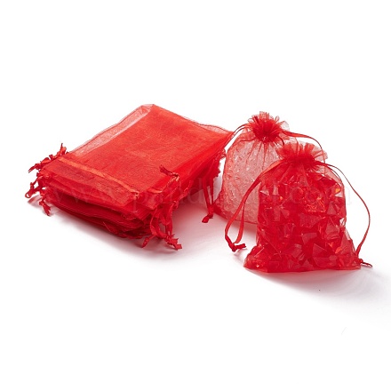 Bolsas de regalo de organza con cordón OP-R016-9x12cm-01-1