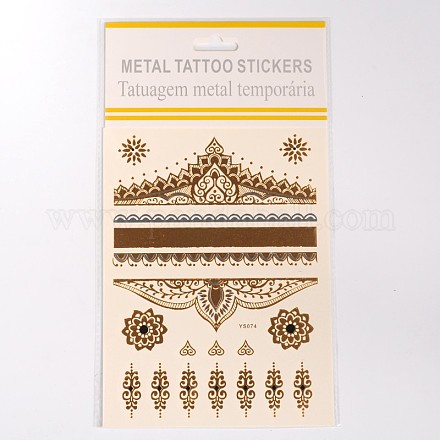 Mixed Pattern Removable Fake Temporary Metal Tattoos Paper Stickers AJEW-O027-18-1