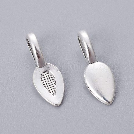 Tibetan Style Alloy Glun-on Flat Pad Bails for Pendants Making TIBEP-3348-AS-RS-1