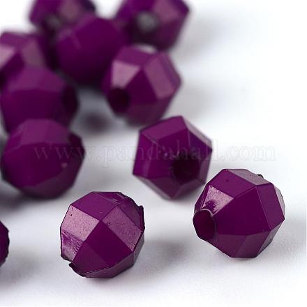 Perles à facettes acryliques opaques ovales PAB3044Y-10-1