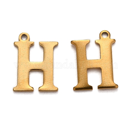 Ion Plating(IP) 304 Stainless Steel Alphabet Charms STAS-H122-H-G-1