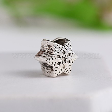 Tibetan Style Snowflake Zinc Alloy European Beads X-MPDL-M050-02AS-1