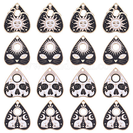 SUNNYCLUE 1 Box 24Pcs Tarot Charms Ouijas Board Charms Planchette Charm Sun Enamel Alloy Charm Cat Yes No Ouijas Charms Fortune Teller Gothic Charms for Jewelry Making Charm Occult Earring DIY Supplies ENAM-SC0002-94-1