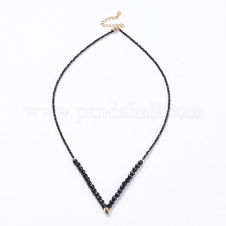 Colliers de perles en spinelle noir naturel MAK-K016-02-01-1