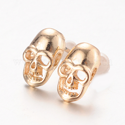 Skull Alloy Stud Earrings EJEW-O068-130G-1
