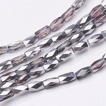 Electroplate Transparent Glass Beads Strands EGLA-E046-H02-1