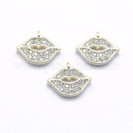 Long-Lasting Plated Brass Cubic Zirconia Charms KK-K204-012G-NF-1