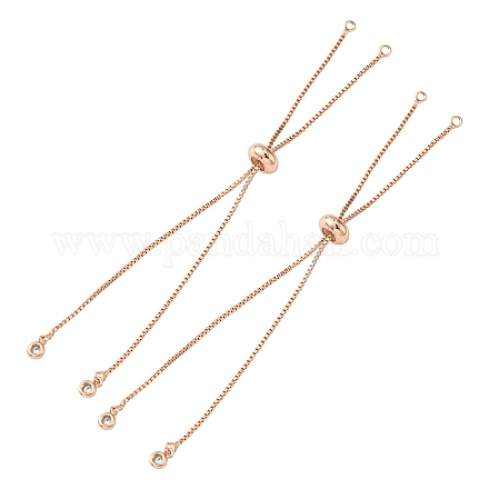 Rack Plating Brass Box Chain Slider Bracelets MAK-YW0001-04RG-1