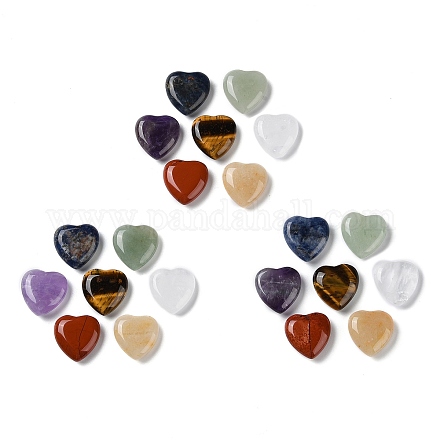 7 pièces 7 styles de pierres précieuses naturelles mélangées en forme de cœur et de palmier G-M416-12-1