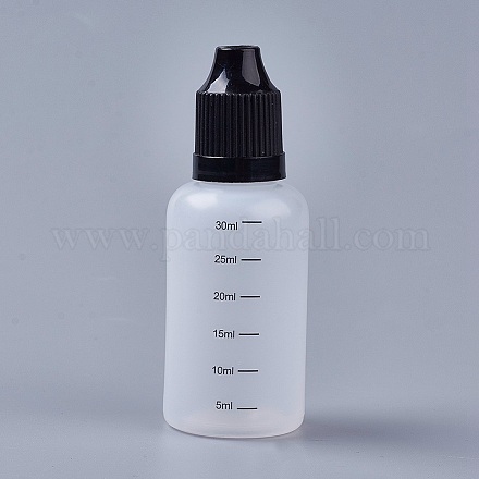 プラスチックスクイズボトル  段階的な測定と長く薄いティアドロップ付き  スモークオイルボトル  透明  8cm  容量：30ml（1.01液量オンス） TOOL-WH0090-01A-1