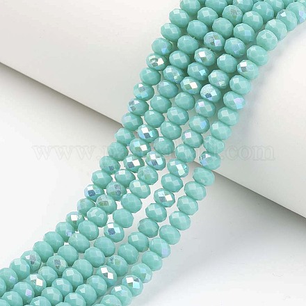 Electroplate Opaque Solid Color Glass Beads Strands EGLA-A034-P4mm-L15-1