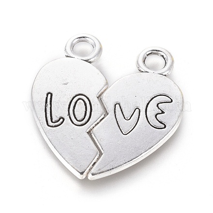 Valentines for Him Gift Ideas Tibetan Style Two Split Heart Pendants X-TIBEP-A124084-AS-LF-1