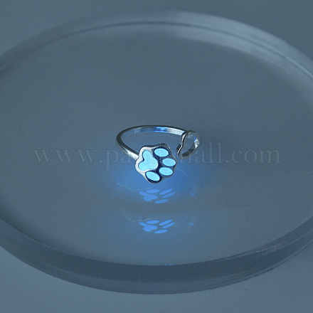 Светящийся латунный принт в виде лапы и открытое кольцо в форме сердца LUMI-PW0001-112S-01-1