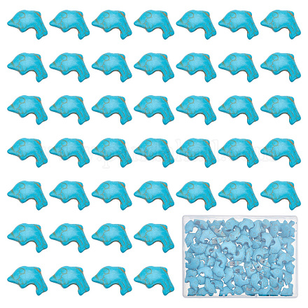 SUNNYCLUE 1 Box 100Pcs Dolphin Beads Turquoise Beads Bulk Sea Animal Bead Blue Ocean Summer Hawaii Healing Energy Fish Spacer Loose Bead for Jewelry Making Necklace Bracelet Earring Women DIY Crafts G-SC0002-34A-1