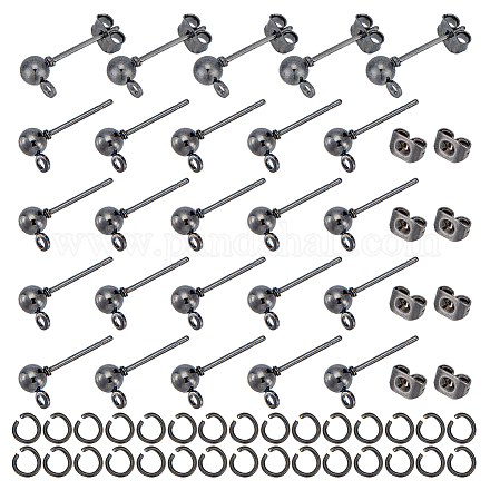 Unicraftale 100 piezas bola de hierro aretes fornituras KK-UN0001-33-1