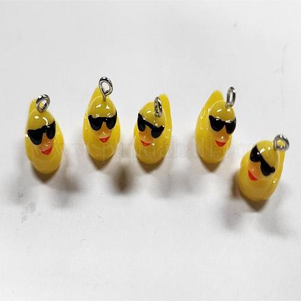50 pièce pendentif en résine opaque petit canard jaune breloque en résine accessoires de bricolage JX872A-1