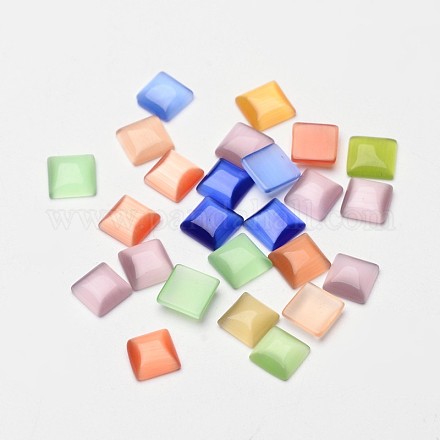 Mixed Color Square Cat Eye Beads Cabochons X-CE042-8x8-M-1