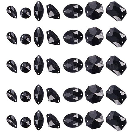 Pandahall 70 pz 7 stili nero cristallo acrilico cucire su strass flatback pietre da cucire per vestiti abiti artigianato indumenti accessori ACRT-PH0001-02-1