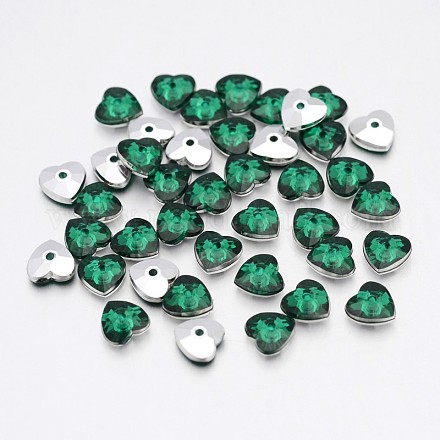 Back Plated Faceted Heart Taiwan Acrylic Rhinestone Beads ACRT-M07-8-08-1