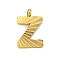 Ion Plating(IP) 304 Stainless Steel Charms, Handmade Engrave Figure, Full Polished, Golden, Letter Z, 14x9x2mm, Hole: 1.8mm