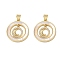 Brass Micro Pave Cubic Zirconia Pendants, with Shell, Flat Round Charms, Real 18K Gold Plated, Rack Plating, Lasting Plated, Cadmium Free & Lead Free, Moon, 24x21x2.5mm, Hole: 4x3mm
