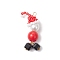 Christmas Theme Glass Pearl Pendants, Snowman with Hat, with Seed Beads & 304 Stainless Steel Loop, Real 18K Gold Plated, Red, 45x16x11.5mm, Hole: 5x3.5mm