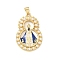 Brass Enamel Pendants, with ABS Imitation Pearl, Our Lady of Aparecida Charm, Lead Free & Cadmium Free, Long-Lasting Plated, Rack Plating, Real 18K Gold Plated, 30x20x3mm, Hole: 5x3.5mm