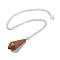 Synthetic Goldstone Cone Pointed Dowsing Pendulums, with Silver Plated Iron Curb Chains, Faceted, 210~215mm