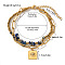304 Stainless Steel & Natural Lapis Lazuli Chip Beaded Double Layer Bracelets, Charm Bracelets, Golden, Square, 6-1/4 inch(16cm)