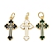 Brass Enamel Pendants, Cross Charms, with Jump Rings, Rack Plating, Real 18K Gold Plated, Lead Free & Cadmium Free, Long-Lasting Plated, Mixed Color, 18x10x2mm, Hole: 3.5mm
