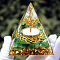 Orgonite Pyramid Resin Energy Generators, Natural Peridot & Green Tourmaline Display Decorations, for Home Office Desk Decoration, 60mm