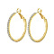 Brass Hoop Earrings, with Rhinestone, Golden, 50mm